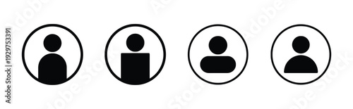 Collection of user profile icons in circles representing people diversity and privacy