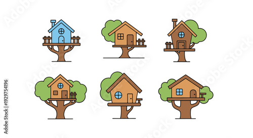 Treehouse Line art soft dynamic tone illustration