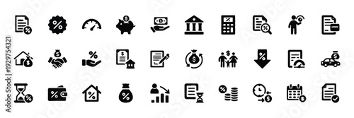 Finance icons set banking money investment and savings icons