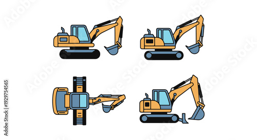Trench Digger Line dynamic modern abstract illustration