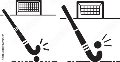 Hockey stick hitting ball icon