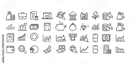 Financial and business icons illustrating growth and money