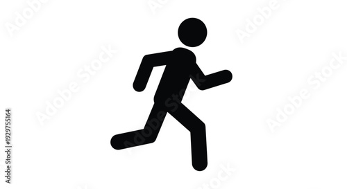 Black silhouette vector graphic illustration of a stylized human figure actively running forward quickly