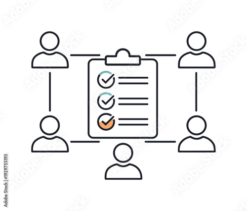 Clear teamwork alignment and shared responsibility in a collaborative business environment highlighting structure and trust, multiple user icons connected to a
