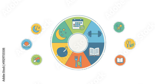 Colorful infographic template with various icons and sections.