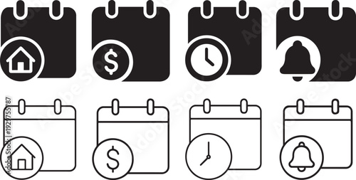 Bold monthly annual payment icon with finance calendar symbol.