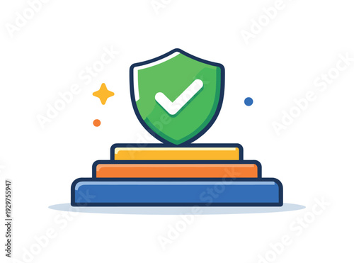 Invisible reputation building and trust earned through repeated consistent actions, a subtle progress line forming a solid foundation beneath a small shield