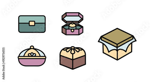 Trinket Box Line art soft color vector design
