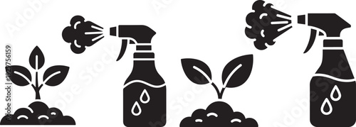 Plant spraying garden with watering can