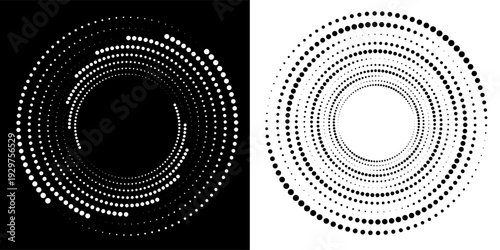 Abstract background with lines in circle. Art design spiral as logo or icon. A black figure on a white background and an equally white figure on the black side.