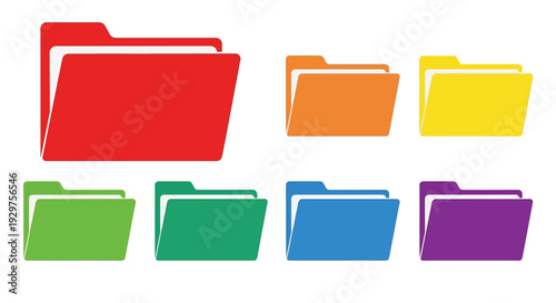 Colorful open file folders for organizing documents and data.