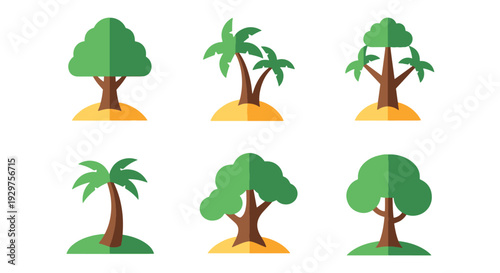 Tropical island tree abstract clean style illustration