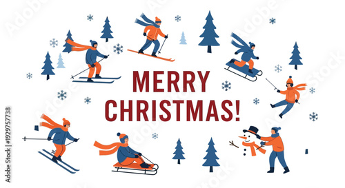 People enjoy winter sports while celebrating merrily.