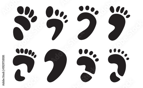 Wallpaper Mural Human and Animal Footprints Silhouette Vector Set, Bare Foot and Paw Print Collection Torontodigital.ca