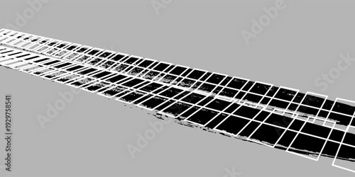 Black tire marks on road, Black rubber tire marks and tread marks, Tire trace track wheels texture and background, Auto tire tread grunge. Eps10