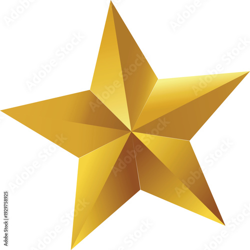 Star in gold 3D style icon isolated on a white background