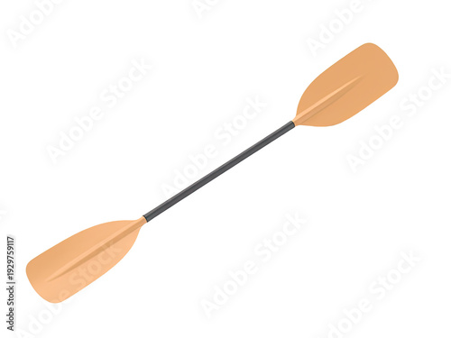 A wooden boat paddle with a long handle and flat blade for rowing or sculling