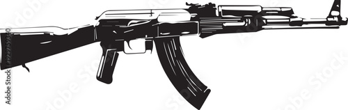 Automatic AK-47 rifle firearm military assault weapon silhouette.