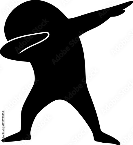 Silhouette of a person doing the dab dance pose. Simple flat abstract character or human figure. Modern iconic gesture. Vector illustration