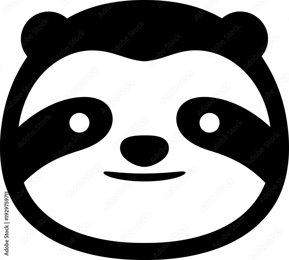 Fototapeta premium Cute sloth face icon in a simple flat style for logo design, app and web interface or social media avatar. Vector illustration for animal concept