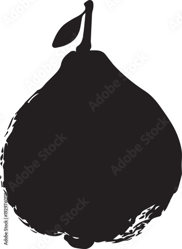 Wrinkled citrus fruit dark outline.