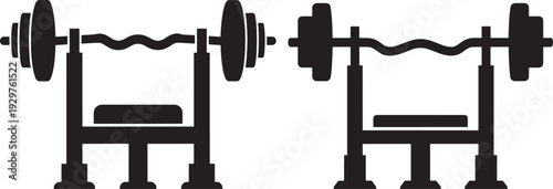 Weightlifting bench and barbell icon