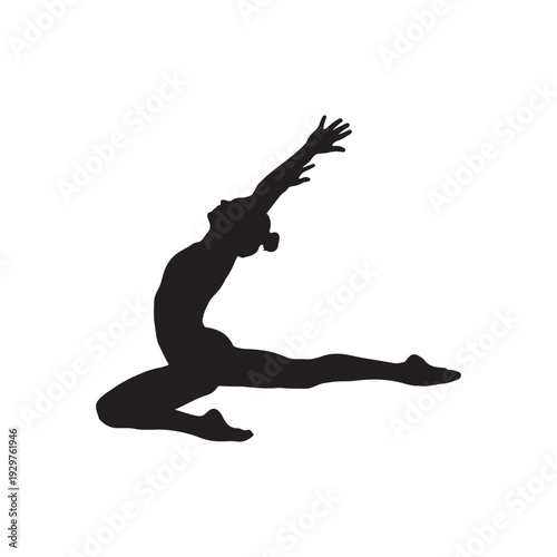 Female Gymnast Leap Silhouette Elegant Dance Jump Vector Illustration