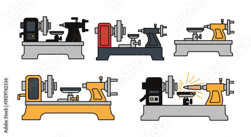 Wood Lathe Line art creative smooth modern illustration
