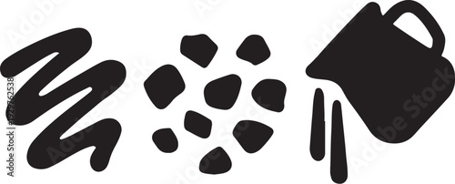 Black and white of coffee beans and coffee pot white background