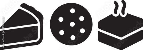 Black and white of cake and cookie dessert sweet