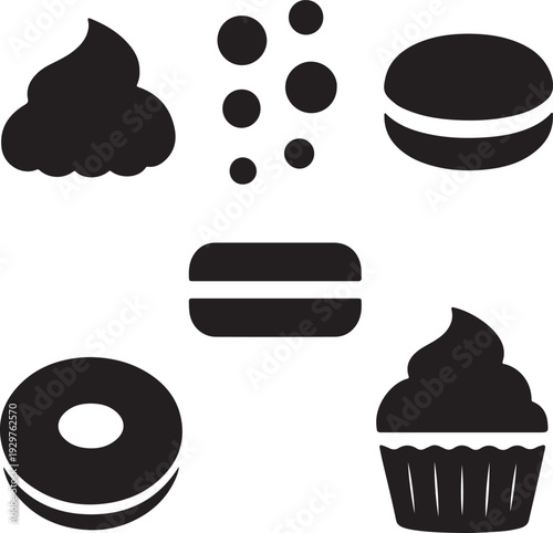 Black and white of baked goods on white background same as 1 donuts