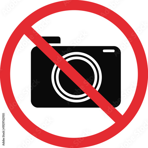 No camera sign prohibition symbol vector graphic isolated on white background