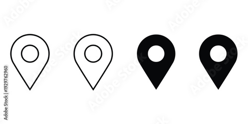 Location pin icons for navigation and mapping