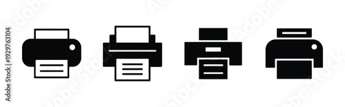 Printer icon set office equipment for printing documents and papers