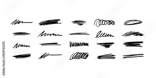 Set of black scribble and doodle lines for graphic design accents