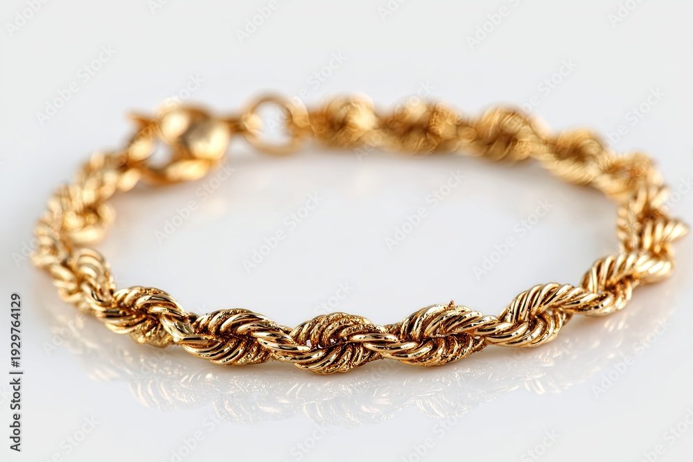 Obraz premium Elegant gold bracelet on a pure white background