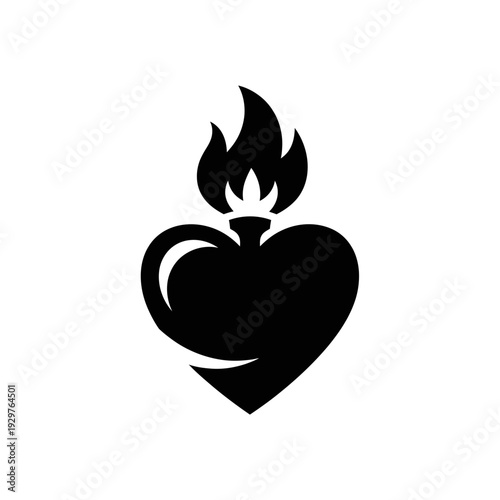 Flaming Heart Icon A Symbol of Passion and Love