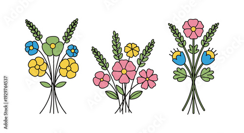Wildflower Bouquet shape color vector design