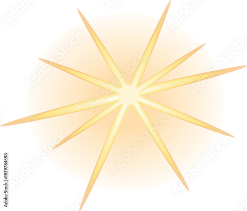 Vector golden star glare. Hand-drawn gradient vector image of star. Transparent background SVG version.