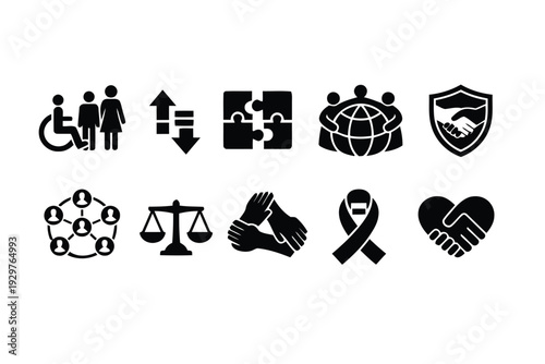 Set of diverse diversity and inclusion symbols for unity and equality concepts