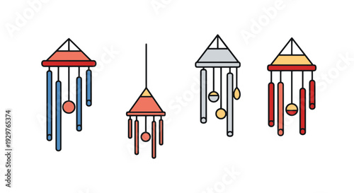 Wind Chime Line art abstract elegant tone illustration