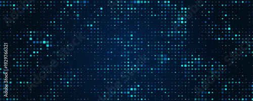 Digital technology background. Digital data square blue pattern pixel background