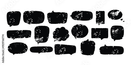 Set of grunge and distressed speech bubble shapes for design