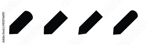 Set of pencil tips and writing tools in different shapes and angles isolated on white background vector graphic