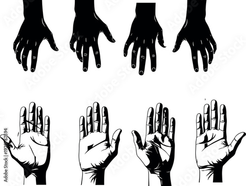 Black silhouette set of vintage street lamps and ornate gas light poles for urban landscape design city park lighting and architecture