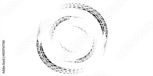 Grunge tire track, wheel braking marks. Truck, car or motorcycle tread pattern silhouette. Auto race,