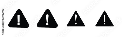 Set of warning triangle icons with exclamation mark for alerts