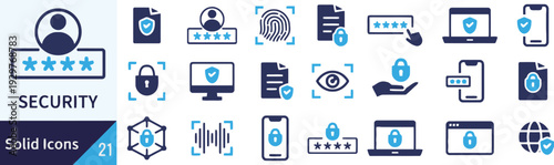 Solid icons representing security and privacy concepts