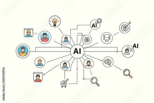 Artificial intelligence network connecting people ideas and technology for innovation