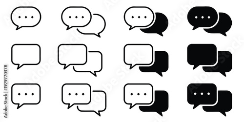Speech bubble and chat icons in various styles vector